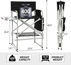 Makeup Chair for Makeup Artist 41'',Tall Directors Chairs Foldable with Side Table Cup Holder Storage Bag and Footrest, Folding Chair Makeup Chair for Clients 400lbs Capacity