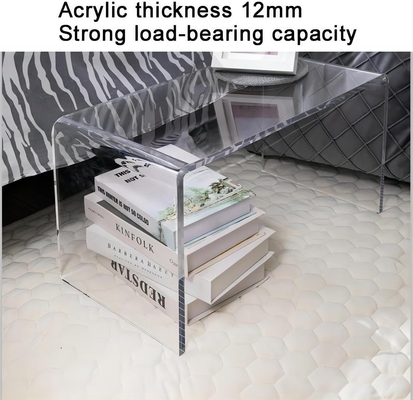 Acrylic C Table, Multipurpose Clear Side Table Laptop End Table，Small Coffee Table，Bedside Table for Bedroom,Living Room and Patio(Sky Blue,30 * 30 * 55)