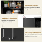 Kitchen Pantry Cabinet, 61" H Storage Cabinet with Doors and Adjustable Shelves, Spacious Cupboard with 2 Handles, Metal Kitchen Cabinet for Dining Room, Living Room,Black