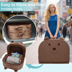 Toddler Travel Bed,Toddler Play Mat,Foldable&Portable Kids Floor Sofa with Removable Pillow,28D High-Density Sponge,Bear-Shaped 2-in-1 Activity Center for Reading, Playing,Little Sofa at Home