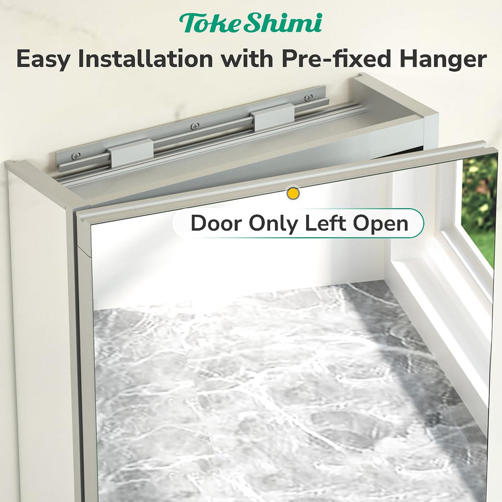 TokeShimi 24x26 Mirrored Medicine Cabinet, Aluminum Recessed Wall Mounted Bathroom Cabinet with Full-Overlay Mirrors