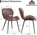 Dining Chairs Set of 6, Comfy Modern Dining Chairs with Thick Cushions, Upholstered Fabric Kitchen Side Chairs with Adjustable Metal Legs for Dining Room (Brown)