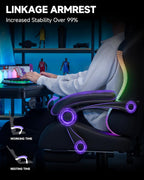 GTPLAYER RGB Gaming Chair with Footrest, Computer Gaming Chair with LED Lights for Adults, Height Adjustable PC Gamer Chair with 90-155° Recline & Removable Headrest Lumbar Support, RGB Black