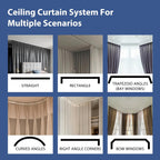 Room Divider Curtains Ceiling Mounted Track Sets Extra Wide Blackout Curtain Flexible Tracks for Bedroom Privacy Partition Separator, 1 Panel Black Drape and White Rail, W8.3 x H7ft