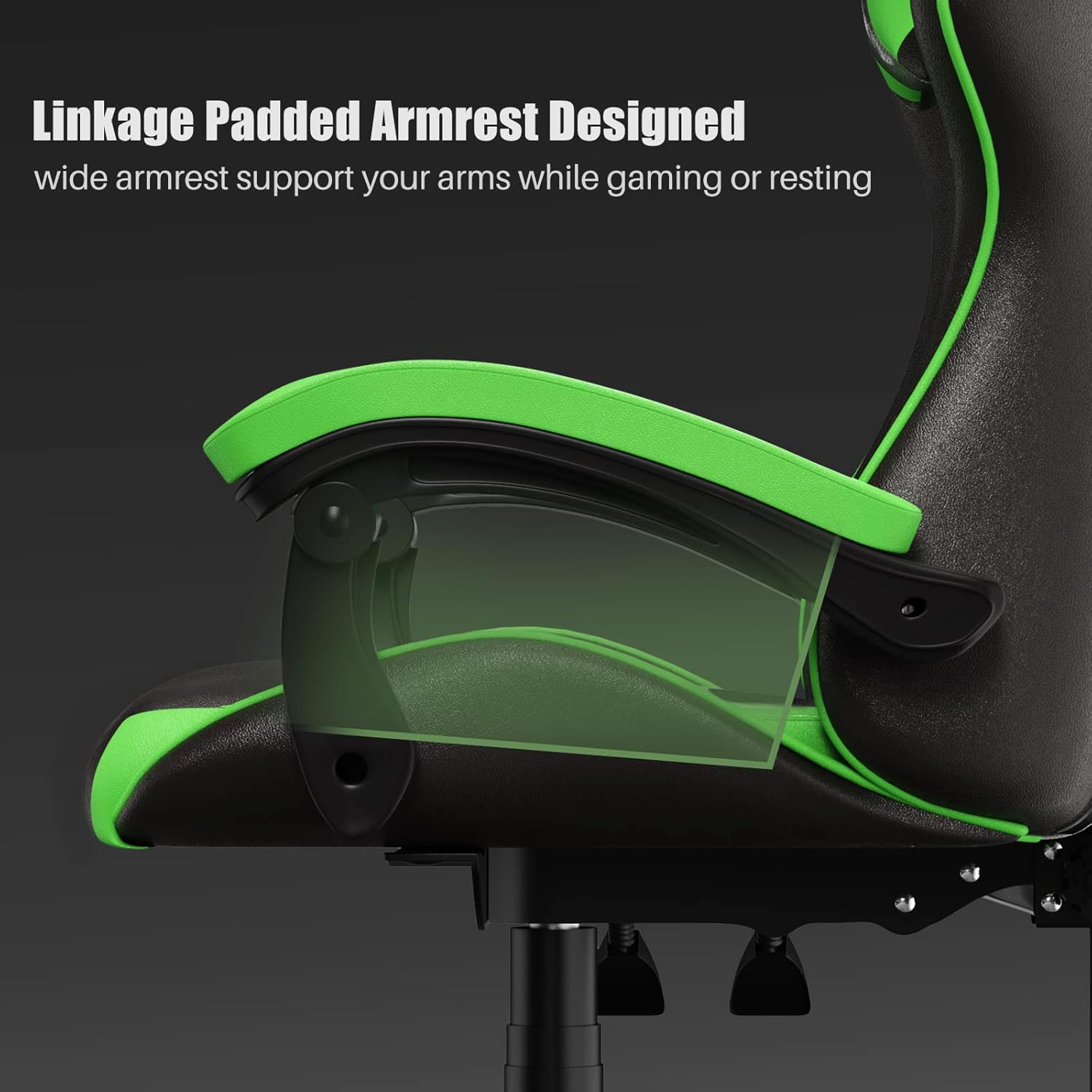 Racingreat Gaming Chair High Back, Ergonomic Computer Gamer Chair with Headrest and Lumbar Support, Racing Style Reclining Game Chair for Adults, Kids (Green-Black)
