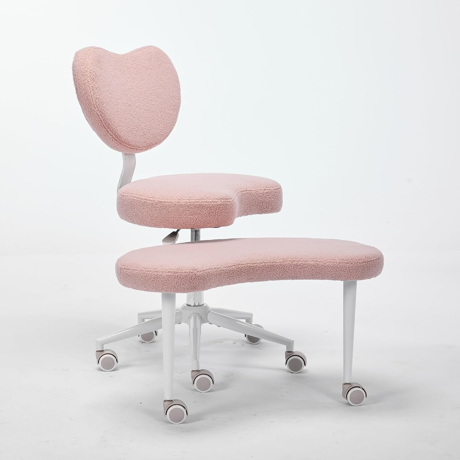 Meditation Chair Plus, Cross Legged Chair with Wheels, ADHD Chair, Criss Cross Desk Chair with Lumbar Support and Adjustable Stool, Flexible Design for Fidgety Sitters, Pink