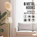 Coat Rack with Real Marble Base, Freestanding Metal Clothing Rack with 8 Hooks, Modern Hall Tree for Entryway, Bedroom & Office, Space Saving Coat Hanger Stand for Small Spaces (Gold)
