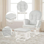 Nursery Rocking Chairs Nursery Glider Rocking Chair Wood Baby Rocker with Ottoman Cushion Upholstered Nursing Chair with Padded Arms (Stripe)