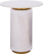 SAFAVIEH Home Collection – Kathony Cream Glass & White Marble Round Top Side Table, Fully Assembled (ACC3220A)