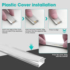 10-Pack 6.6ft/2Meter Silver Recessed LED Aluminum Channel for LED Strip Lights Diffuser Channel with Milky Cover End Caps and Mounting Clips, Flush Mounted LED Track for Ceiling Under Cabinet Closet.