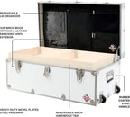Rhino Trunk & Case Small Essential Trunk With Wheels, Tray, & Lid Organizer - 30"x17"x13", 1000+ lbs Capacity. Strong, USA Made Summer Camp Footlocker, and Secure College Dorm Storage Chest