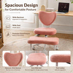 Cross Legged Office Chair, Velvet Ergonomic Criss Cross Chair with Wheels with Adjustable Height and Back Support for Yoga & ADHD, Wide Kneeling Chair, Home and Office,Yoga Chair, Pink