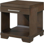 Benzara Duny Side End Table, 24 Inch Top, 1 Drawer with Handle, Espresso Brown