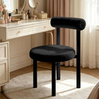 Cute Small Armless Desk Chair, Ergonomic Comfy Vanity Chairs Lumbar Support with Back for Makeup, Teddy Fabric Computer Desk Chair for Home, Bedroom, Vanity, Teens, Adults