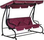 3-Person Outdoor Porch Swing Bed with Canopy and Cup Holders