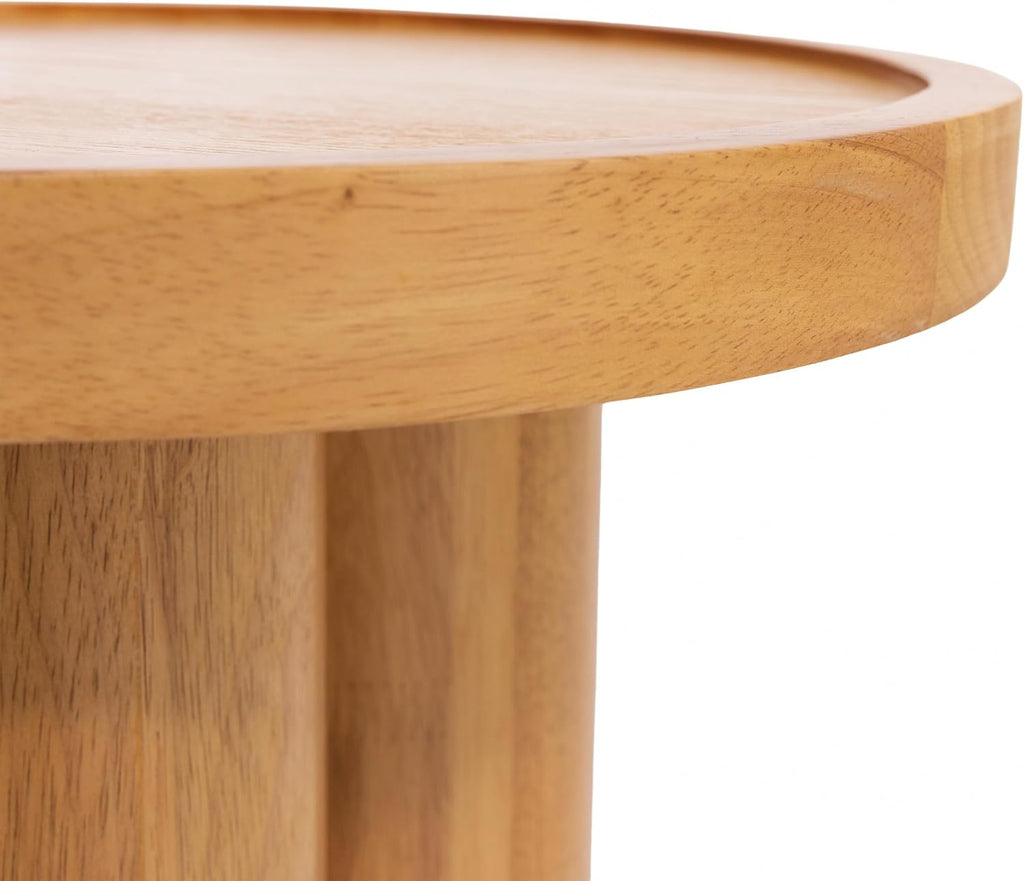Christopher Knight Home Benny Round Solid Wood End Table, Wooden Side Table with Pedestal Base, Modern Accent Table for Living Room/Bedroom/Small Spaces, Indoor Small Pedestal Table, Natural