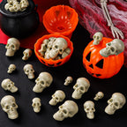 Vellibring 150 PCS Halloween Mini Skull Heads Decoration, Plastic Miniature Decorative Skulls Halloween DIY Resin Skeleton Head Figurines for Halloween Vase Filler Trick Party Table Decor