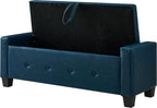 Storage Bench for Bedroom – Upholstered Tufted Ottoman Bench with Legs, 48" Faux Leather Ottoman with Storage with Safety Hinge, End of Bed Benchs for Bedroom Living Room Entryway