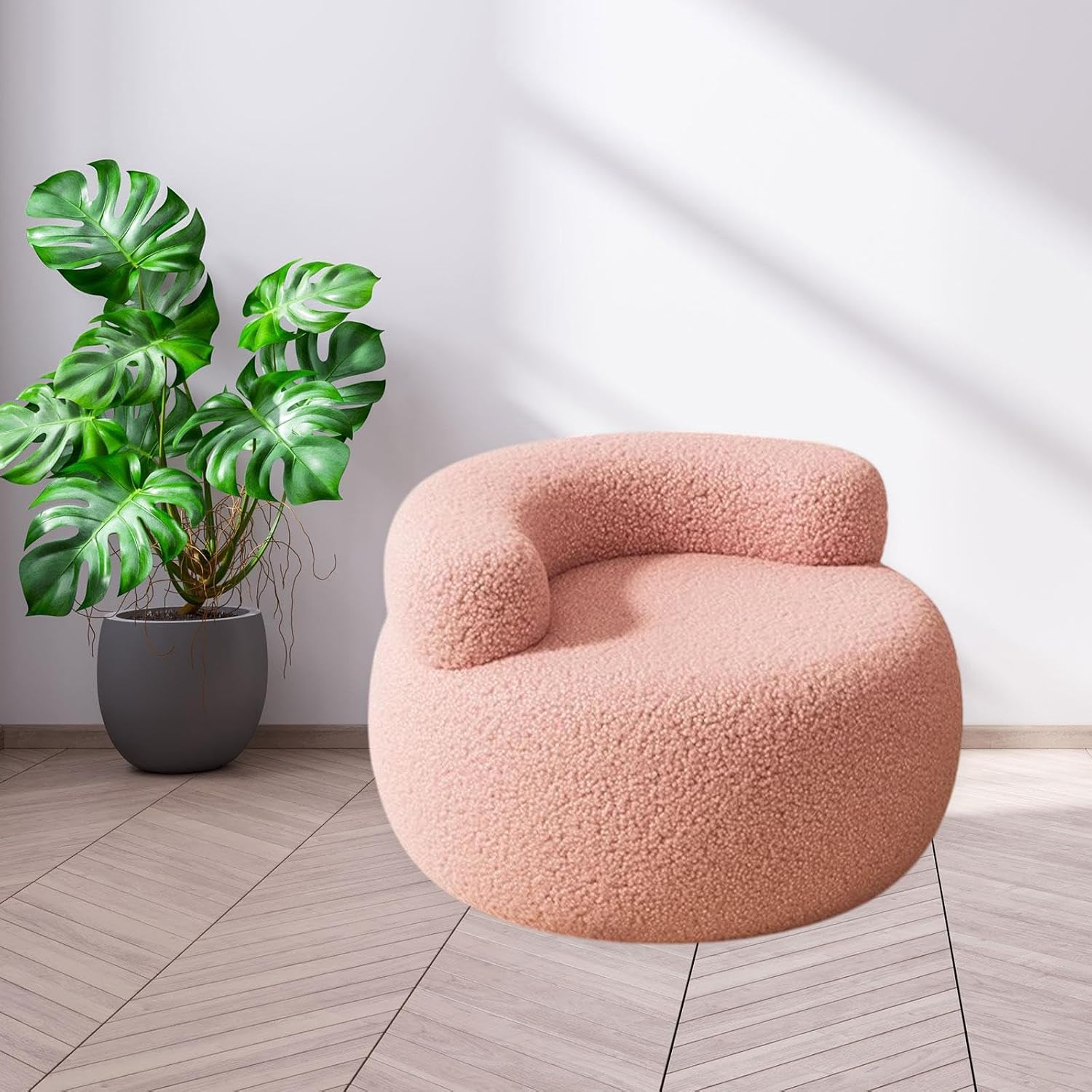 Lazy Sofa Footstool Ottoman Home Decor for Entryway Living Room Playroom Bedroom, Pink