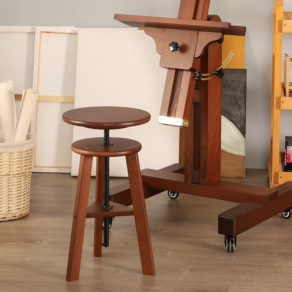 VISWIN Adjustable Drafting Stool, Beech Wood, Artist Stool Chair, Supports Up to 176 Lbs, for Artists, Studio, Home Use, Office, Kitchen, Walnut