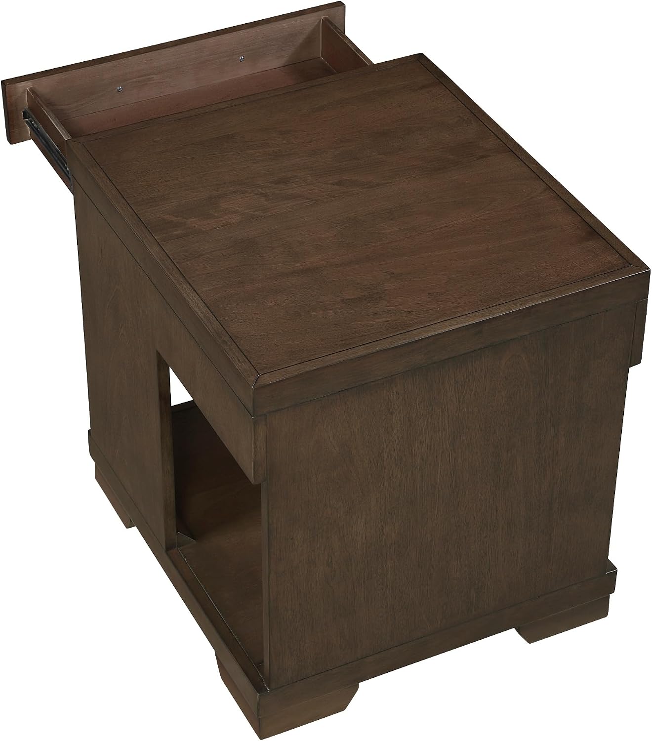 Penau Modern Rectangular End Table Espresso Finish, Dovetail Drawer with Nickel Tone Bar Pull, Lower Open Shelf, Mango Veneer and Engineered Wood, 22 x 24 x 24 Inchs