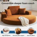 Mofolit 71 Inch Round Convertible Sofa Bed, Boneless Folding Floor Couch No Assembly Needed for Living Room, Apartment & Office (1, Orange, 71")
