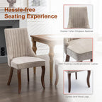 Dining Chairs Set of 8,Comfy Fabric Upholstered Chairs for Kitchen Living Room,Channel Tufted Dining Room Chairs with Curved Solid Wood Legs(Beige,8 Pcs)