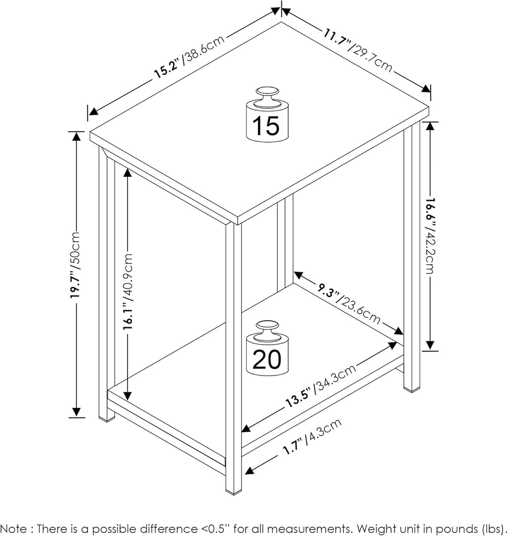 Furinno Simplistic Metal Frame End Table, 1-Pack, Espresso