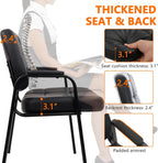CLATINA Big and Tall 400 lbs Office Guest Chair, Leather Waiting Room Reception Chair No Wheels with Padded Arms for Elderly Home Meeting Conference Room Lobby Side Salon Clinic, Black 4 PK