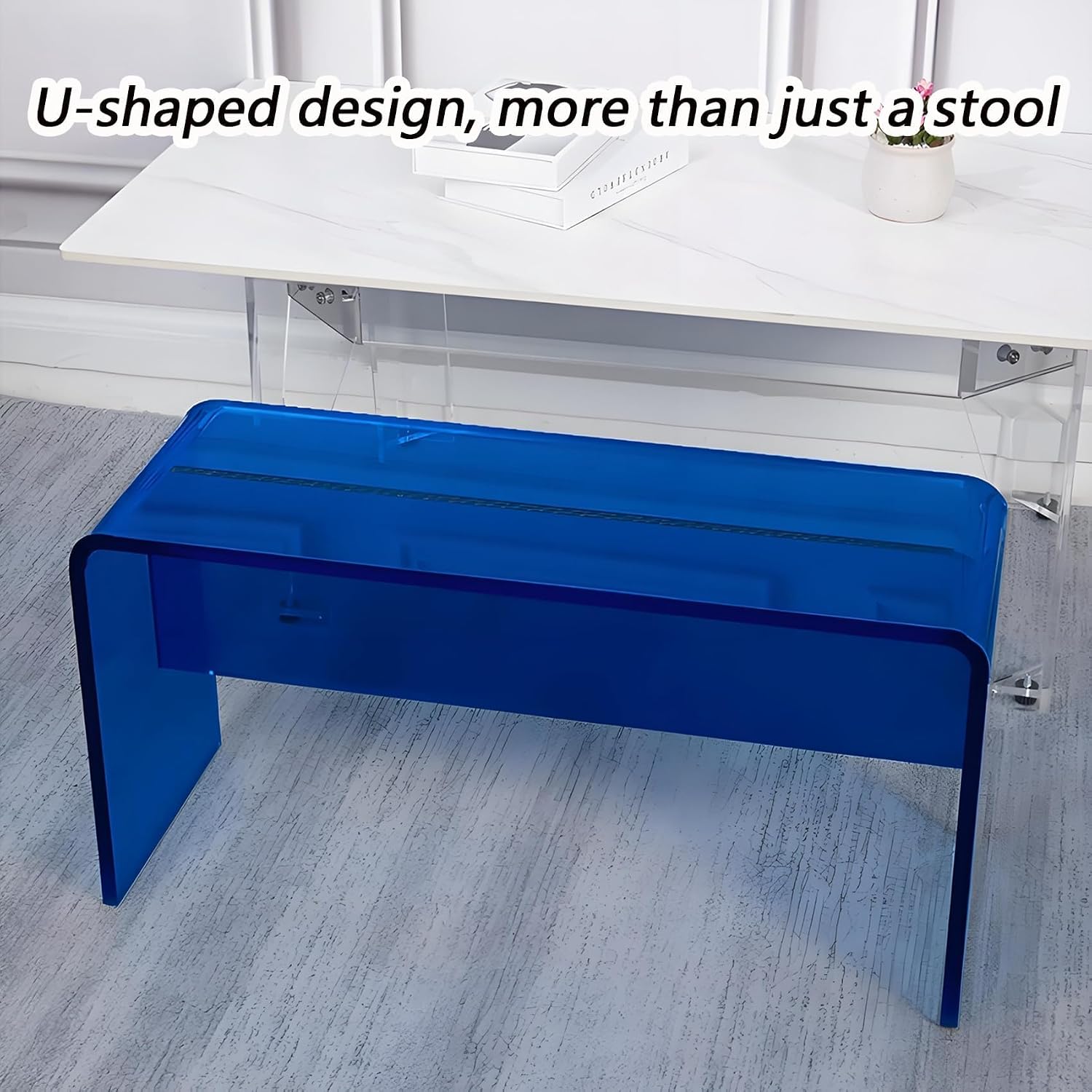 Acrylic Bench Backless, Modern Versatile Shoe Changing Stool, Bed End Stool, Backless Lounge Chair, Chair Shoes for Living Room, Bedroom, Entryway (Gray, 23.62 * 11.81 * 15.75in)