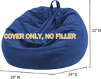 Bean Bag Chair Cover (No Filler) for Kids and Adults,Beanbag Stuffed Animal Storage Without Filling Plush Toys Holder and Organizer Soft Premium Corduroy 200L (Dark Blue)