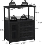 GAOMON Wine Bar Cabinet with Detachable Wine Rack, Bar Cabinet with Storage Space & Glass Holder, Mesh Door, Small Buffet Sideboard for Liquor and Glasses