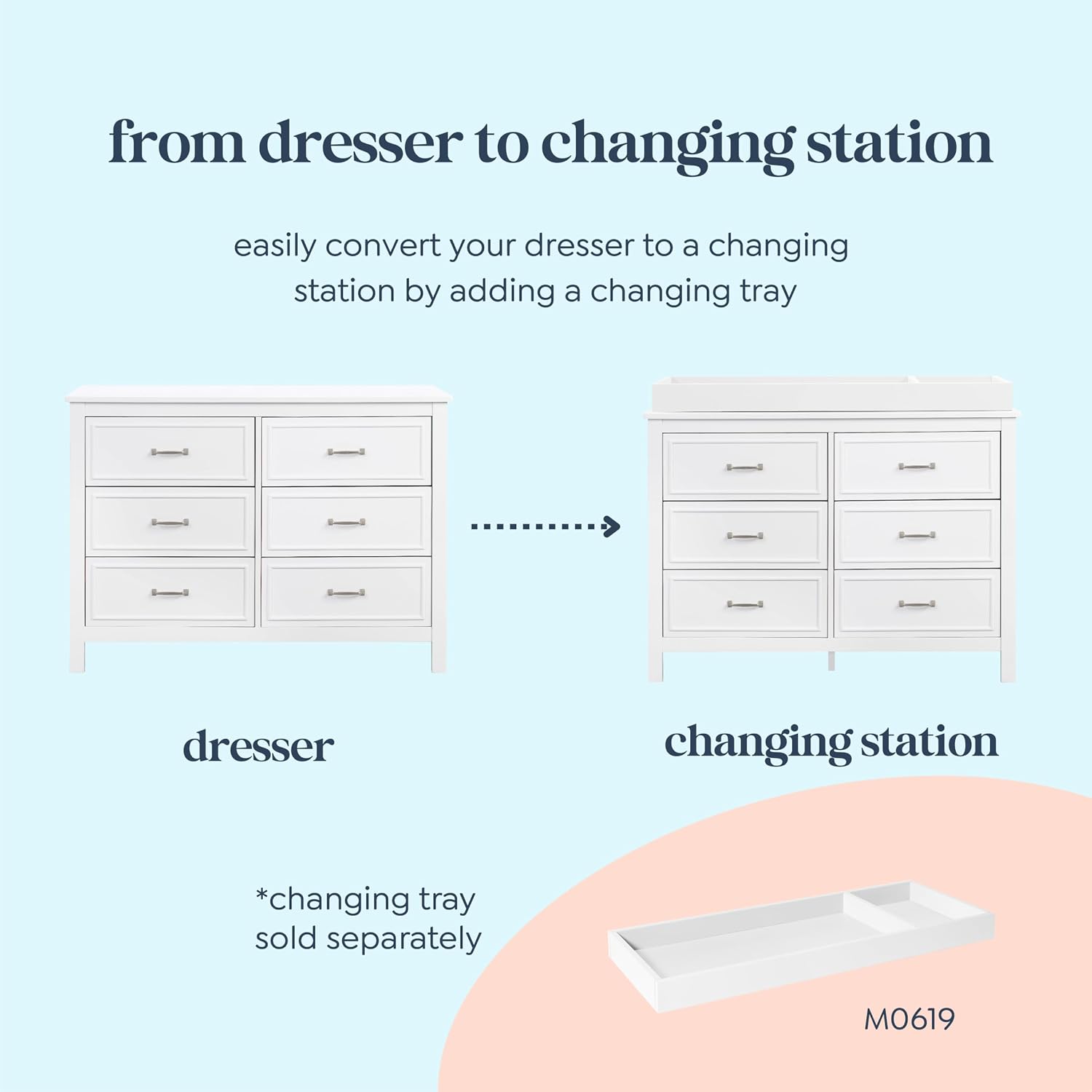 Davinci Charlie 6-Drawer Double Dresser in White