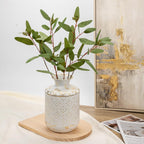 Flower Vase Rustic Metal Vase, 10.2" Vintage White and Gold Distressed Vase for Farmhouse Home Décor Artificial Flowers and Centerpieces