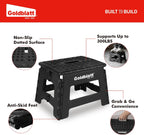 Goldblatt 8.5" Folding Step Stool for Adults and Kids, Lightweight Heavy-Duty Plastic Portable Foldable Stool with Non-Slip Top and Anti-Skid Feet, 300 lbs Capacity, Kitchen & Bathroom, Black