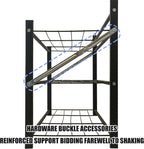 3-Tier Folding Metal Shoe Rack, Heavy Duty Free-Standing Storage Shelf for Entryway, Bedroom, Gym, Holds Shoes, Dumbbells, Multi-Purpose Organizer with Reinforced Stability