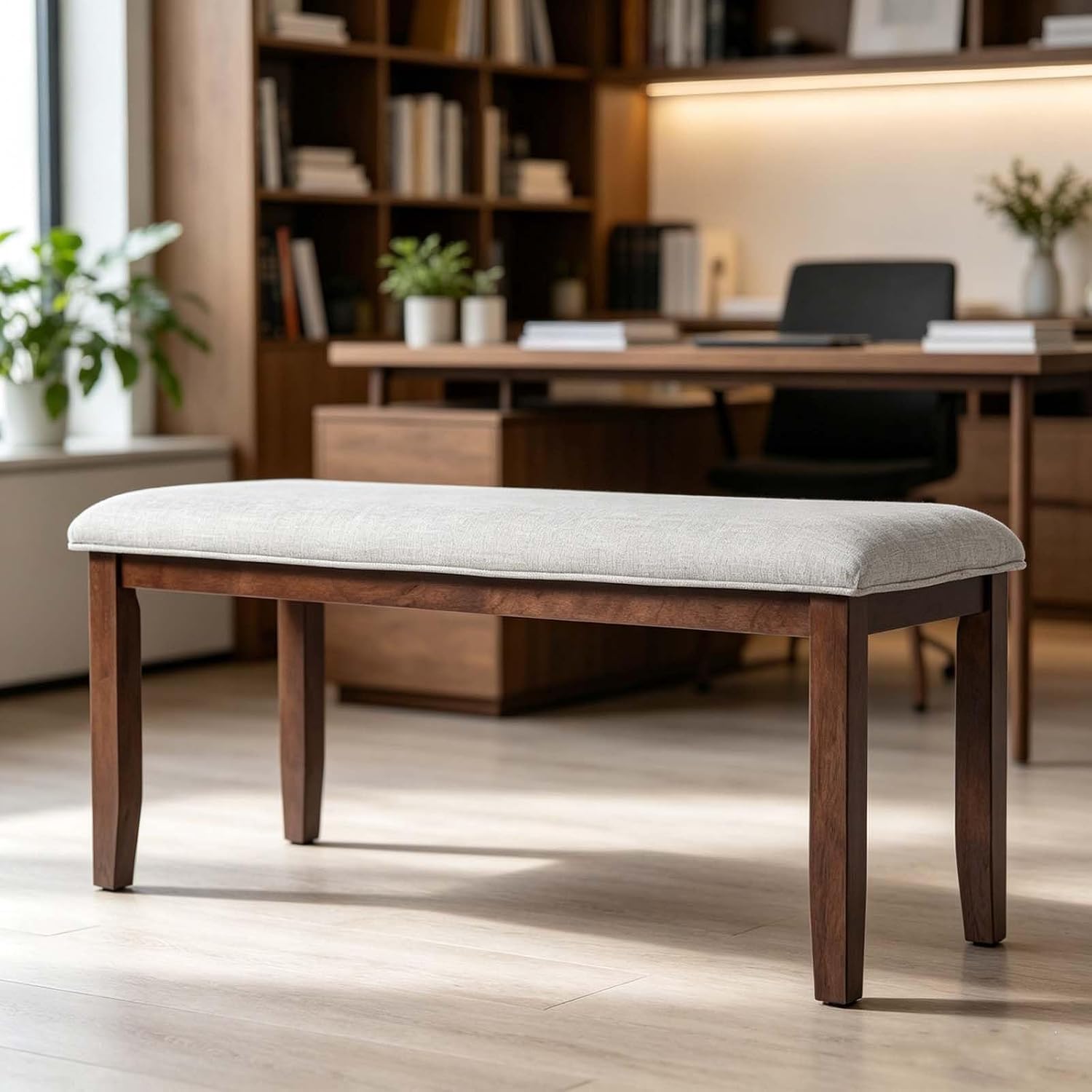Indoor Upholstered Bench Padded Seat Sturdy Wood Frame Home Seating Furniture for Living Room Bedroom Entryway Kitchen Daily Use Comfort Durable Fabric Simple Assembly