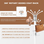 Coat Rack Stand 360°Rotary Coat Rack Freestanding with 16 Hooks | Modern Metal Coat Rack with Natural Marble Base,Coat Hanger Stand, White Coat Hall Clothes Tree for Hallway,Entryway,Office