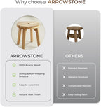 ARROWSTONE Wooden Round Stool 12 inches with Handle Hole – Solid Wood for Bathroom, Kitchen, Patio, Makeup stools & Indoor uses, Compact & Water-Resistant