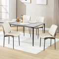BV Mid Century Modern Dining Chairs Set of 4, Upholstered Pu Leather Armless Accent Chair with Walnut Bentwood Back, Retro Kitchen Chair for Dining Room, Living Room, Kitchen, Beige