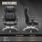 Big and Tall Office Chair 650lbs,Heavy Duty Office Chairs with Dual Rubber Wheels,Extra Wide Desk Chair,Adjustable Ergonomic Lumbar Support,High Back Rocking Computer Chair for Heavy People