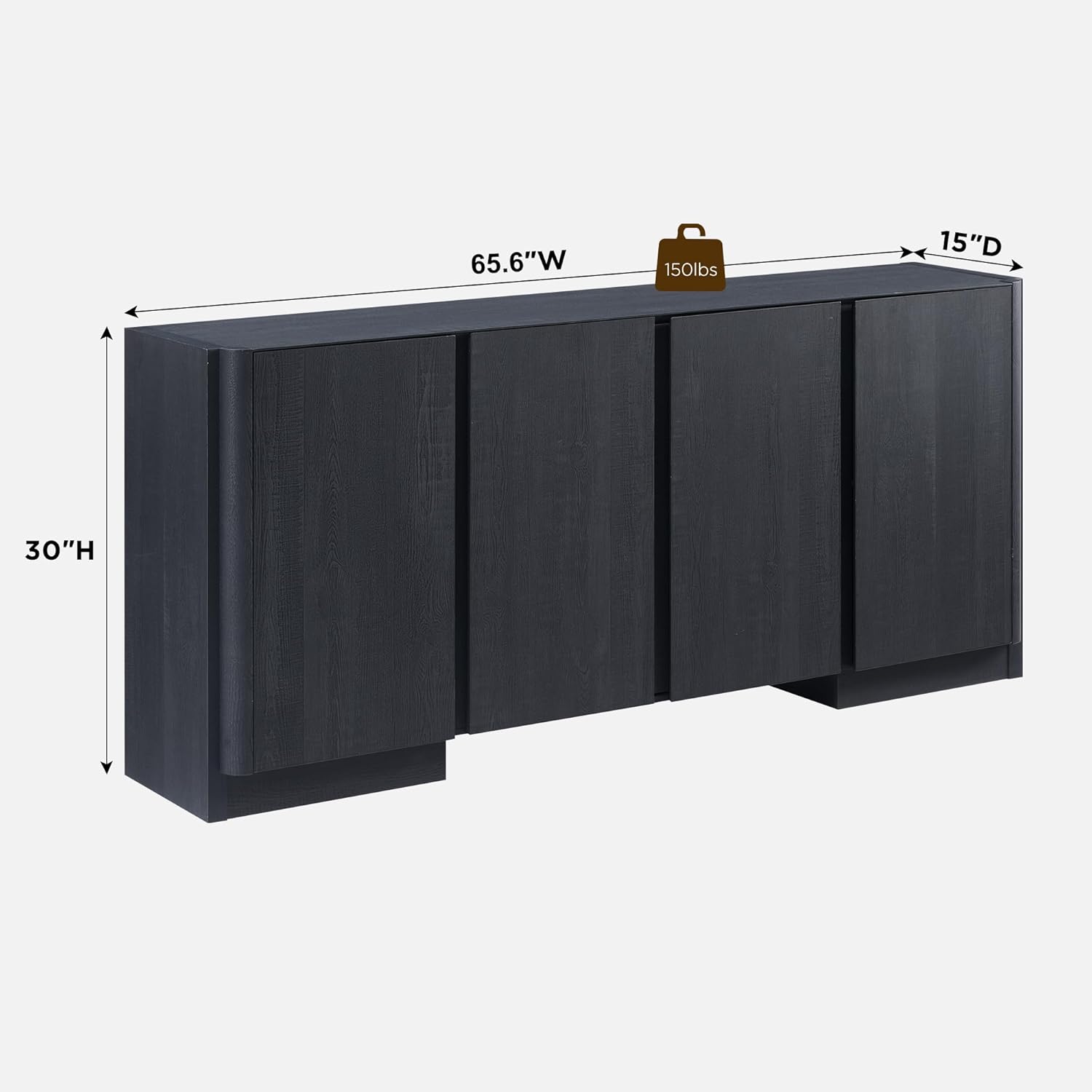 JXQTLINGMU 66" Large Sideboard Buffet Cabinet with Storage, 30" Tall Modern Kitchen Storage Cabinet, Adjustbale Shelf, Coffee Bar, Long Accent Table for Dining Room,Living Room, Entryway, Black