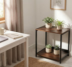 Small Side Table, End Table,Nightstand with 2-Layer Storage Shelves, Living Room, Bedroom, Stable Frame for Small Spaces.Kitchen Countertop Spice Rack,Easy Assembly, Rustic Brown.