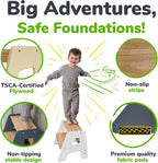 OCODILE 2-Step Wooden Step Stool for Toddlers | Kids Stool for Bathroom Sink & Kitchen Use | Non-Slip Step | Wooden Stool for Children Ages 2+ Years White