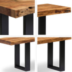 Alaterre Furniture Alpine Live Edge Solid Wood 48" Bench with Metal Legs, Natural