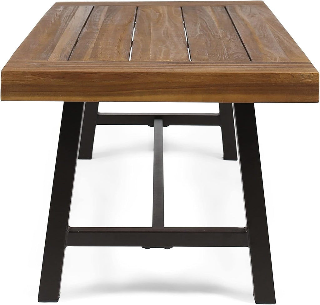 Christopher Knight Home Carlisle Outdoor Acacia Wood Coffee Table, Sandblast/Rustic Metal