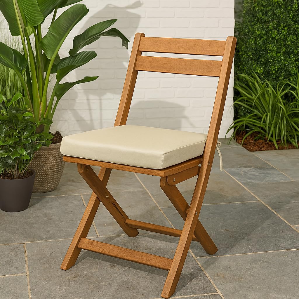 Cushion Source Chair Pad with Ties |16" x 16" x 2" Chair Cushion | Indoor/Outdoor | Multiple Sunbrella Fabric Options Available (Sunbrella Elements Cast Silver)