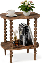 2-Tier Side Table, Small End Table with Storage Shelf for Small Spaces, Modern Bedside Tables for Living Room, Bedroom, Corners, and Office (Rustic Brown, 11.81 inch)