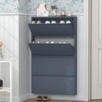 GREATMEET Shoe Cabinet with 4 Flip Drawers, Slim Metal Shoe Cabinet Storage for Entryway, Hidden Narrow Shoe Rack Organizer Cabinets Wall Mount for Living Room, Bedroom, Hallway, Blue