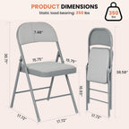 6 Pack Folding Chairs, Fabric Dining Chair Set with Padded Cushion and Back, Indoor Outdoor Seat for Home Office, Parties, Events, Wedding, Extra Guest Seating, Graphite Gray